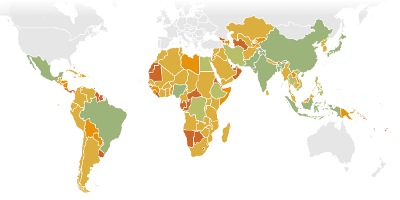 World Map showing ASTI countries