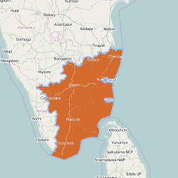 Map of  Tamil Nadu - India  