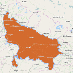 Map of  Uttar Pradesh - India  